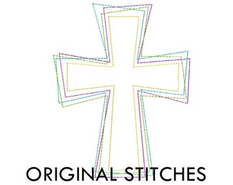 Reverse Cross Applique and Machine Embroidery Design File 4x4 5x7 6x10 7x11 8x12
