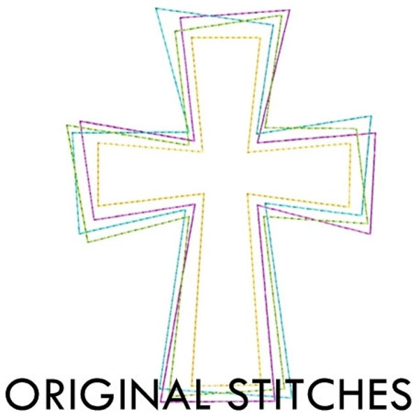 Reverse Cross Applique and Machine Embroidery Design File 4x4 5x7 6x10 7x11 8x12