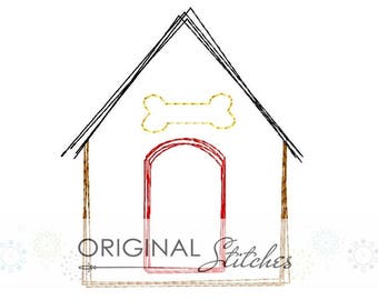 Quick Stitch Dog House Machine Embroidery Digital Design File 4x4 5x7 6x10 8x8