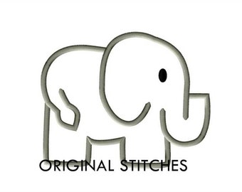 Elephant Applique and Embroidery Digitized Digital Design File 4x4 5x7 6x10