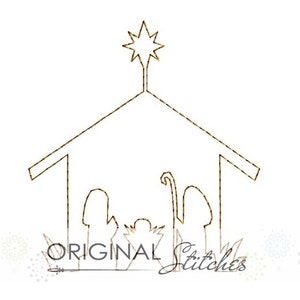 Quick Stitch Nativity Embroidery Digital Design File  4x4 5x7 6x10 8x8