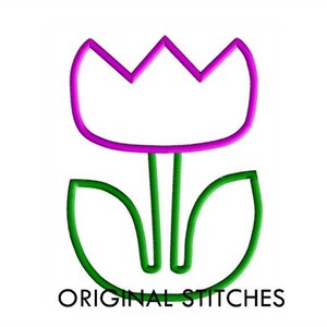 Full Tulip Applique and Embroidery Digitized Digital Design File 4x4 5x7 7x7 6x10