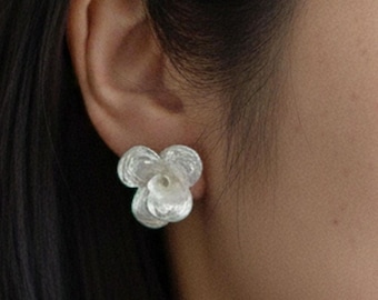 Sterling Silver Orchid Flower Earrings Birthday Gifts