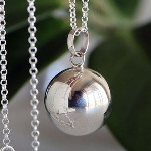 16mm Plain Bali Sterling Silver Harmony Ball Pendant Rolo Chain Necklace LS71