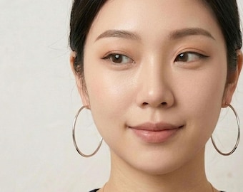 Sterling Silver Hoop Earrings 2 inch