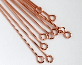 Eye Head Pins- 14K Rose Gold Filled 24 gauge wire 2 inch Long
