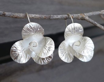Sterling Silver Orchid Flower Earrings Birthday Gifts