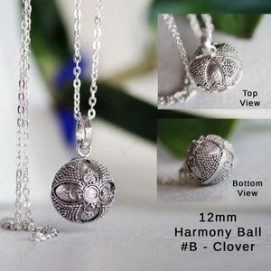 Tiny 12mm Harmony Ball Chime Sound Sterling Silver Pendant 16" 18" Chain Necklace