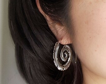 Spiral Feather Earrings 925 Sterling Silver JD44