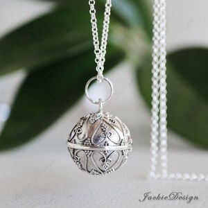 Hearts 16mm Harmony Ball Mexican Bola Baby Pendant 36 inch Chain Necklace LS78
