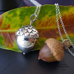 Lucky Acorn Harmony Ball Baby Bola Sterling Silver 22mm Pendant with 30" Chain LS69