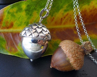 Sterling Silver Acorn Harmony Ball Pendant Necklace: Lucky Charm