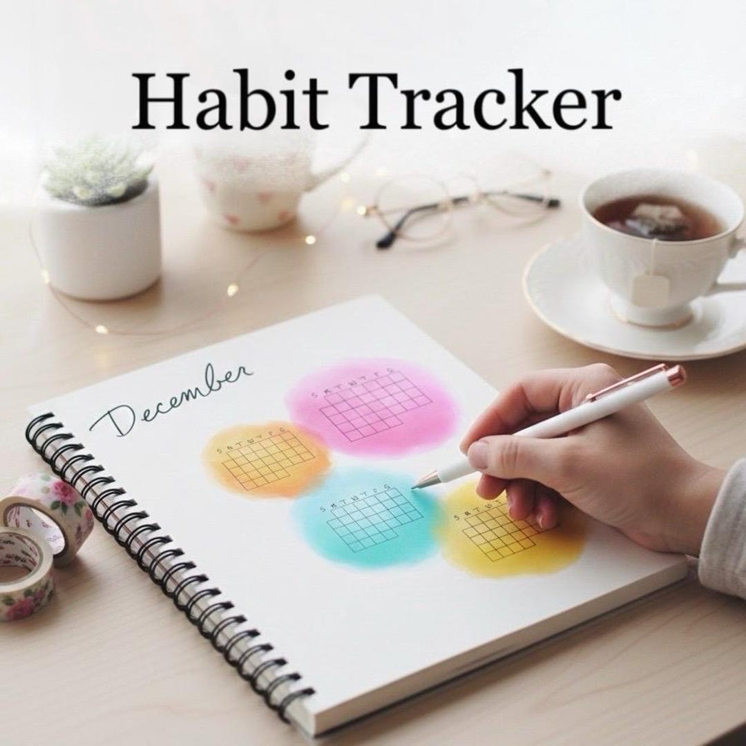Watercolor Habit Tracker PDF + PNG | Printable | December 2025 - Etsy