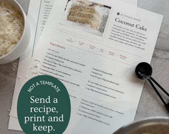 Custom Recipe Print from Any URL, Printable Recipe PDF Service, Digital Recipe Keepsake, Family Recipe Print, 8.5x11 PDF, 24hr Delivery