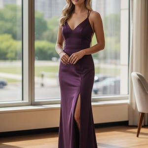Gunne Sax Jessica McClintock Satin Maxi Dress Gown Purple Size 11/12 Corset Tie Vintage 90s
