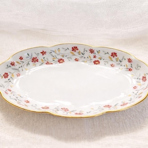 Vintage Chamart Limoges France Porcelain Trinket Dish Floral Gold Gilt Oval Vanity Dish