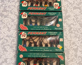 Vintage Pennant Christmas Lights Original Boxes Tested Working Retro C7 Mid Century Holiday Decor