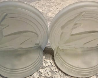 Vintage Art Deco Frosted Satin Glass Gazelle Bookends, 1936 Edwin Fuerst Style Owens Illinois Glass Bookends