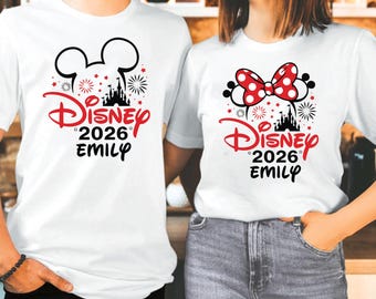 Custom Disney Name Shirt, Mickey And Minnie Mouse Tshirt, Disney Family 2026 Tee, Family Vacation 2026 Top, Disney World Party Shirt