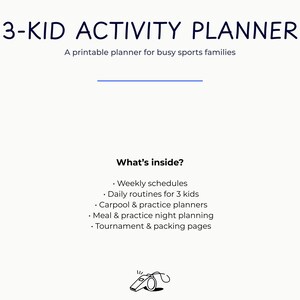 Multi-Kid Activity Organizer, Team Mom Binder, Weekly Practice, Carpool, Meal & Tournament Planner