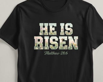 È risorto PNG, Pasqua cristiana PNG, Matteo 28:6 SVG, Disegno per maglietta della Resurrezione di Gesù, Disegno floreale pasquale, Croce della fede, PNG per Pasqua