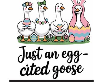 Oca di Pasqua PNG / Clipart di uccellino primaverile carino / Oca carina SVG / Decorazioni e materiali per lavoretti di Pasqua / Oca di Pasqua divertente stampabile / Nido di uova di Pasqua