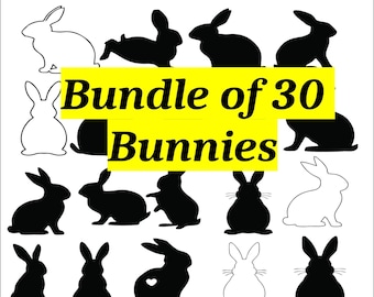 Pacchetto SVG coniglietto pasquale / File di taglio silhouette coniglio / Contorno coniglietto primaverile SVG / Cricut e Silhouette PNG / Download immediato