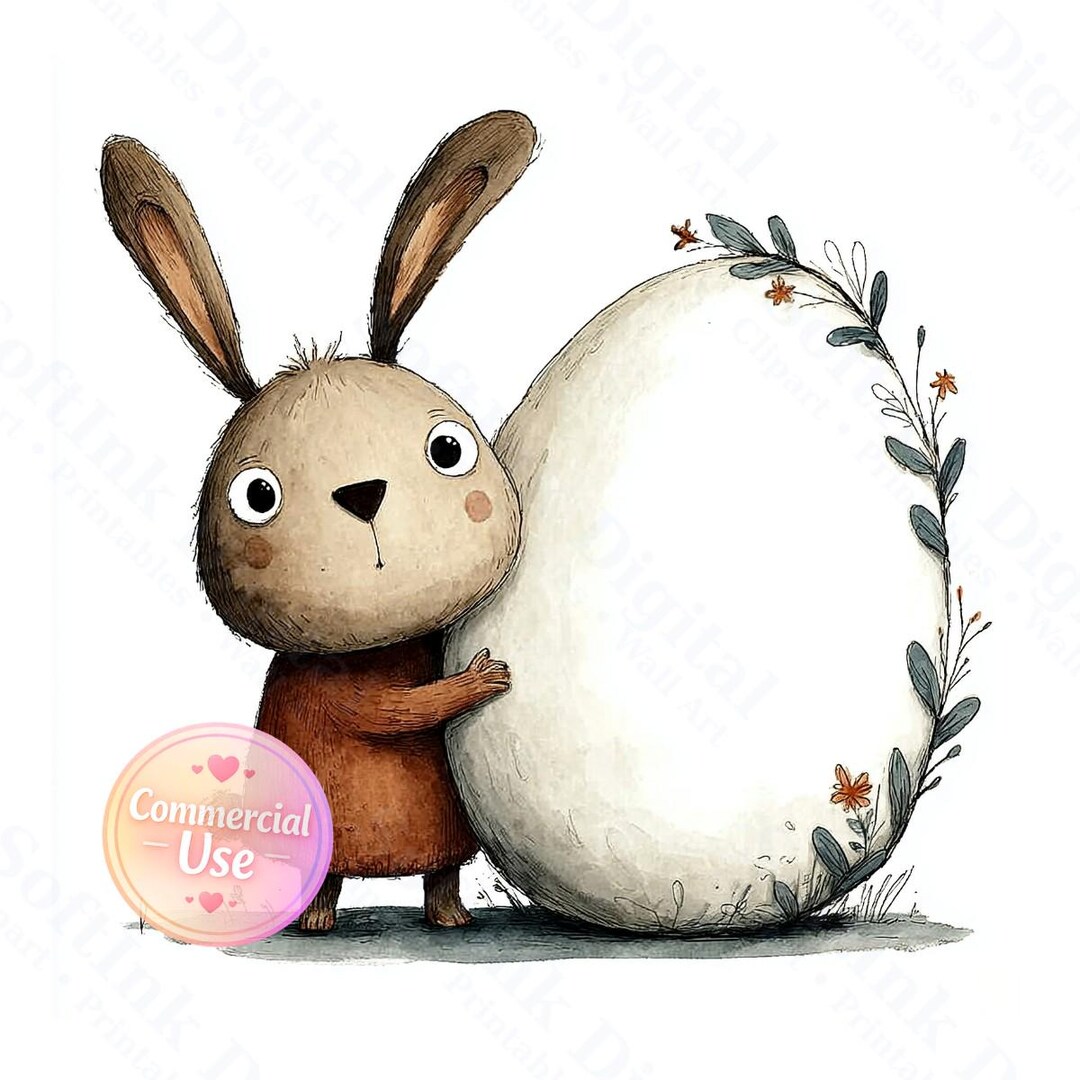 49 Whimsical Easter Bunny Clipart Bundle, Cute Spring Rabbits With Eggs ...