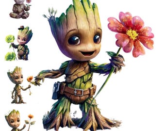 10 Baby Groot png Digital images for printing,png For Cricut, T-Shirts,Groot Print High Resolution-Instant Digital Download,white background