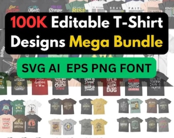 100k t shirt design bundle, with transparent background, ideal for print on demand