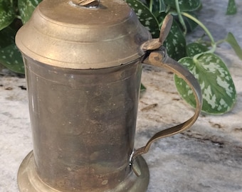 Vintage Solid Brass Beer Stein with Duck Lid | Enesco Tankard, Rustic Barware