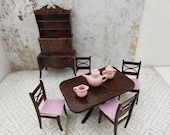 Renwal Dining room Furnishings Table Chairs Sideboard China Hutch Doll House Toy Plastic
