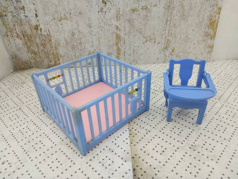 Renwal Blue Play Pen And Potty Chair Doll House Toy Image 0