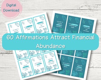 Affirmation Card Deck|Printable Manifest Wealth with 60 Daily Affirmation Cards|Dark and White Background|Digital Download|Best Self Project