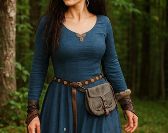 Medieval Gaulish Maxi Dress | Celtic Viking Renaissance Costume | Fantasy Elf Dress with Long Sleeves