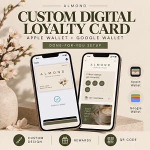 Anpassat digitalt lojalitetskort (Apple och Google Wallet-inställningar) 100 % anpassat