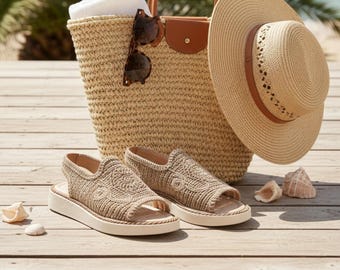 Woven Slingback Sandals | Handmade Boho Open-Toe Flats