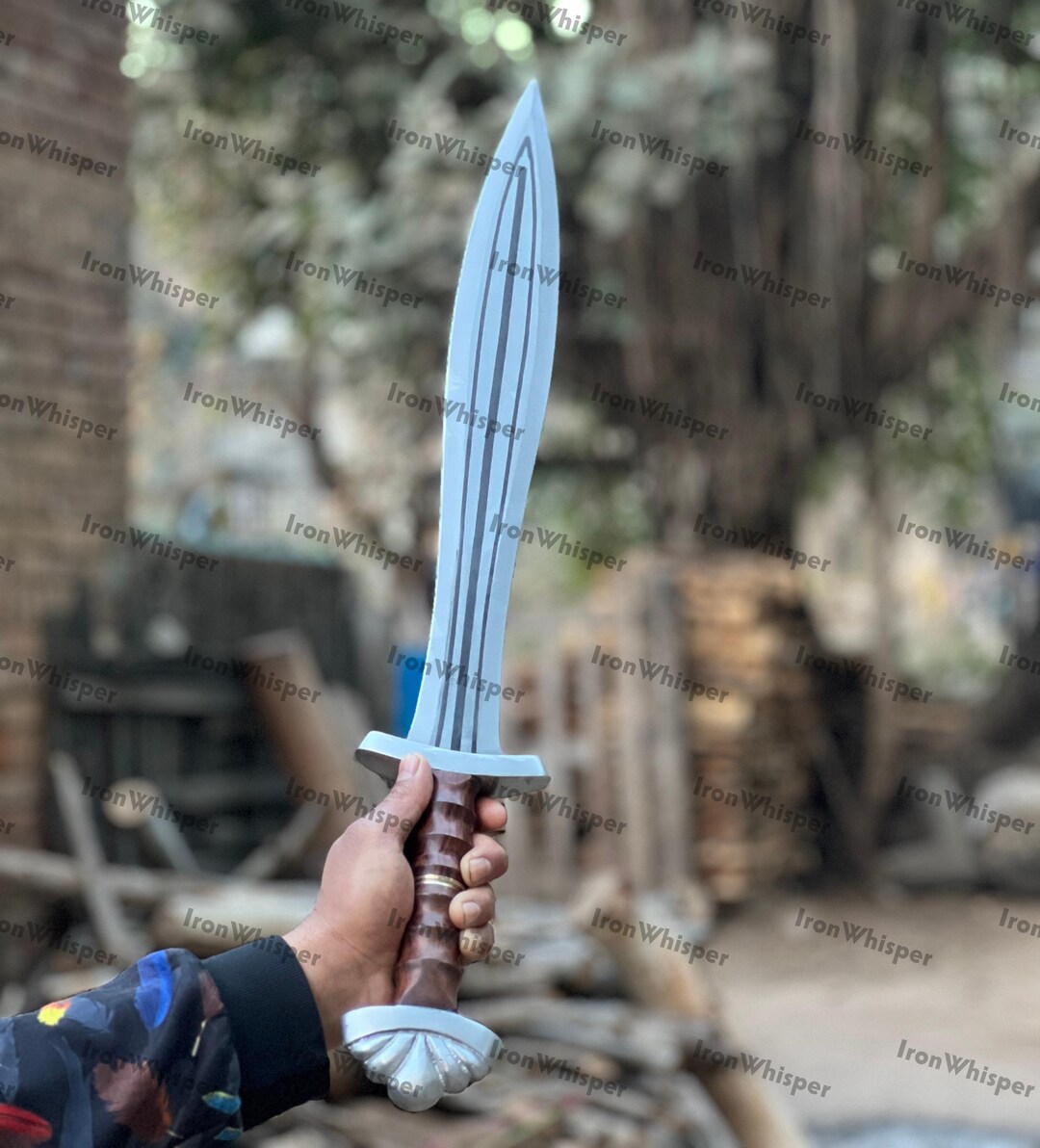 Handmade Fantasy Short Sword Carbon Steel Full Tang Wood Handle Cosplay ...