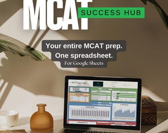 Arkusz kalkulacyjny MCAT Success Hub typu „wszystko w jednym” | Śledzenie przygotowań do Arkuszy Google (wersja cyfrowa do pobrania)