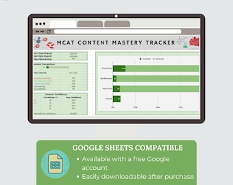 MCAT Content Mastery Tracker für Google Sheets | Checkliste für automatisierte Lernthemen