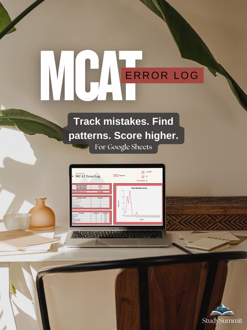 MCAT Error Log Spreadsheet | Google Sheets Mistake Tracker for Premed ...