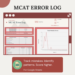 MCAT Fehlerlog Tabelle | UWorld, AAMC und mehr Fehler Tracker für Google Sheets