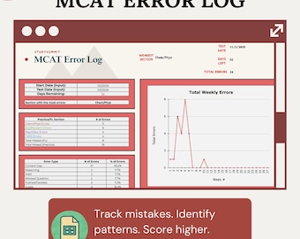 MCAT Fehlerlog Tabelle | UWorld, AAMC und mehr Fehler Tracker für Google Sheets
