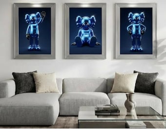 KAWS Wall Art Set of 3 Printable,Hypebeast Decor,Modern Pop Art,Digital Download