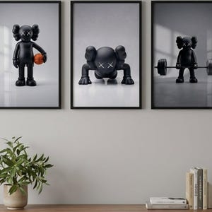 Kaws Wall Art Set of 3,Hypebeast Decor,Modern Abstract Wall Art,Digital Download