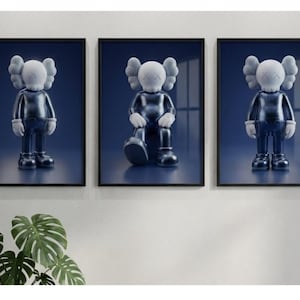 Kaws Wall Art Set of 3,Hypebeast Decor Modern Wall Art,Printable Digital Download