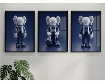 Kaws Wall Art Set of 3,Hypebeast Decor Modern Wall Art,Printable Digital Download