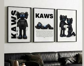 Kaws Poster Set of 3,Hypebeast Decor,Pop Art,Digital Download
