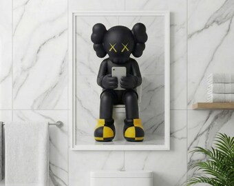 KAWS Inspired Wall Art | Funny Bathroom Pop Art | Hypebeast Decor Digital Download