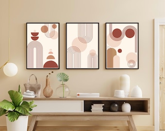 Boho Wall Art Set of 3 Printable | Minimal Abstract Decor | Digital Download